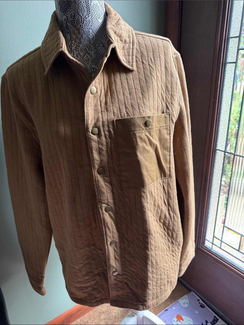 Women’s Quilted Carhartt-Style Work Shirt Jacket in Brown